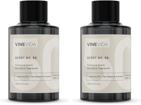 VINEVIDA [4oz] Mahogany Teakwood Fragrance Oil for Candle Making and Soap Making - Premium Candle Scents for Soy Candles (Pack of 2)