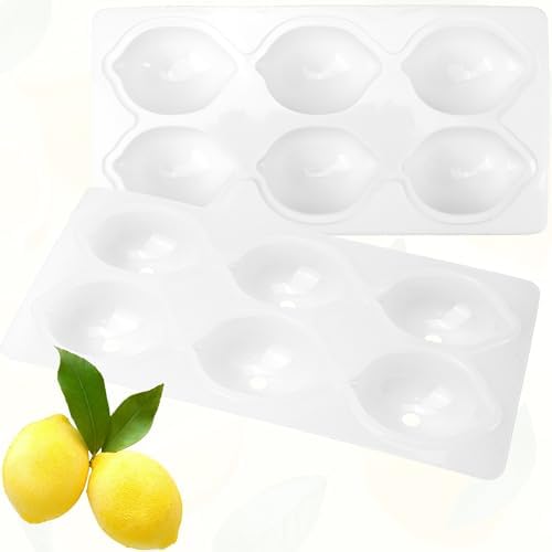 Lemon Silicone Mold – 6-Cavity 3D Fruit Shaped Cake Chocolate Jelly Fondant & Ice Cream Molds for DIY Baking Pastry Desserts Pudding Candle Making Non-Stick Multi Use Kitchen Tray for Homemade Treats