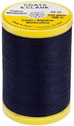 Coats & Clark Cotton All Purpose Sewing Thread 100% Mercerized Cotton 225 Yards Each Spool S970 2 Pack Bundle with 3 Bella's Crafts Needle Threaders (Navy)