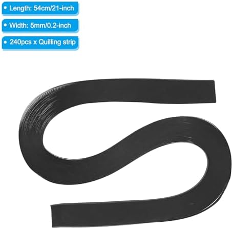 PATIKIL 240pcs Quilling Strips Paper 3/16"(5mm) 21"(54cm) Origami Paper Quilling Strip for Art DIY Hand Craft Christmas, Black