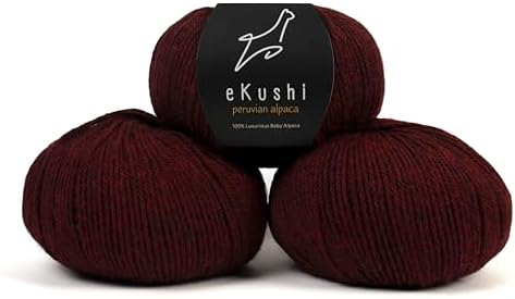 100% Baby Alpaca Yarn for Knitting & Crocheting - Set of 3 Skeins of Premium Yarn DK - Lightweight, Hypoallergenic & Thermal Peru Made - Ideal for Delicate Projects (M062 - Dark Maroon)