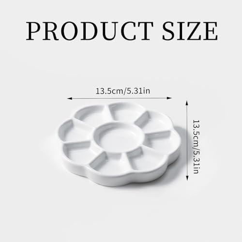 5" Porcelain Watercolor Palette - Plum Blossom Ceramic Artist Paint Palette with Mixing Tray for Painting and Craft Projects