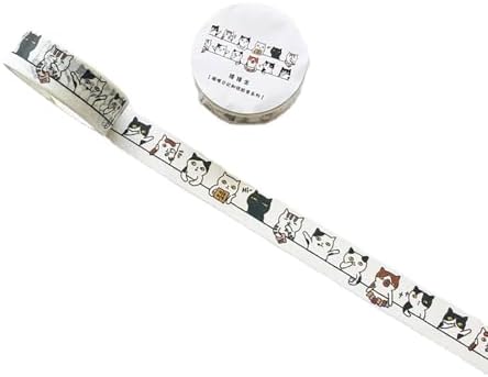 OUDEKE Cute Cartoon Cat Tapes 6Rolls 0.59'' x 16.4ft Washi Tapes for Scrapbooking DIY Journals Decorations, Reusable Washi Cats Tapes for Notebooks Phone Case Decorations