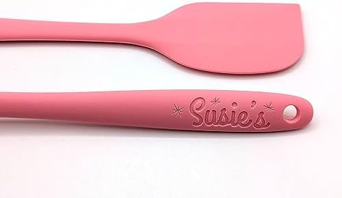 Customizable Silicone Spatula - Personalized Kitchen Tool for Unique Cooks - Heat-Resistant, Non-Stick, and Ergonomic - Your Name Embossed - Perfect Gift Idea (Pink)