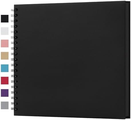 potricher 10 x 10 Inch DIY Scrapbook Photo Album 40 Pages, Black | Thick Kraft Paper Scrap Book Photo Albums, Memory Book for Wedding, Anniversary, Baby, Family, Travel, DIY Projects
