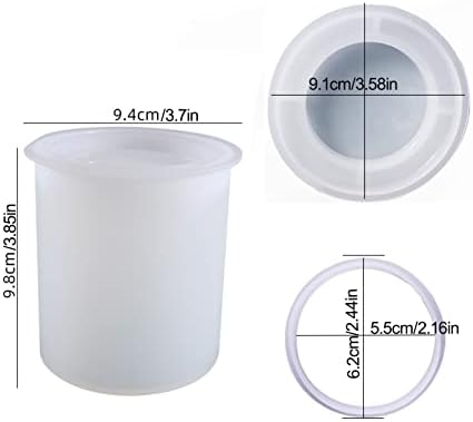 Sealed Storage Box Silicone Resin Mold with 1 lid and 5 Rings Vase Pen Holder Bottle Jar Cylinder Shaped Epoxy Casting Molds for Candy Jewelry Ornaments Trinket Container Cup, 3D DIY Making Crafts