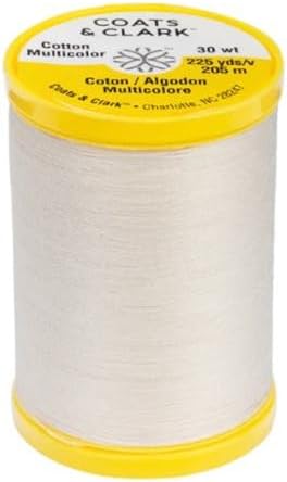 Coats & Clark Cotton All Purpose Sewing Thread 100% Mercerized Cotton 225 Yards Each Spool S970 2 Pack Bundle with 3 Bella's Crafts Needle Threaders (Natural)