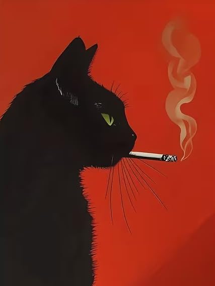ijbnhd Black Cat Smoking Diamond Art Kits for Adults 12 X 16inch