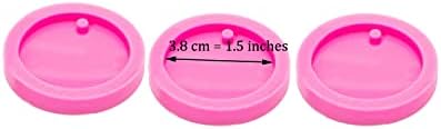 3pc 1.5in Circle with Hole Blank Keychain Resin Crafting Silicone Mold Crafts Epoxy with 10PC Key Ring(DY0260+DY0260+DY0260)