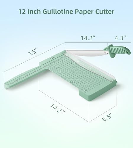 Firbon 12" Guillotine Paper Cutter with Hidden Ruler, Compact Paper Trimmer