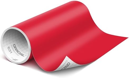 ORACAL 631 Matte Dahlia Red Vinyl Durable Roll Easy to Weed Permanent Adhesive Craft Vinyl for Plotting Machines, Decals & DIY Projects 12” x 10ft