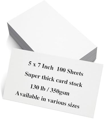 100 Sheets 5 x 7” White Cardstock Heavy Weight 130lb/350gsm Premium Paper