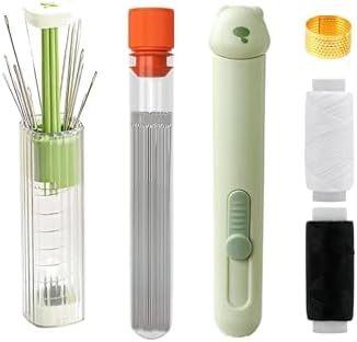 62 Piece Set with Large Eye Needles and Holes, 2-in-1 Thread Removal and Threading Tool, Magnetic Suction Press Storage Tube, Mixed Sizes High Quality Combination (Value Combo)