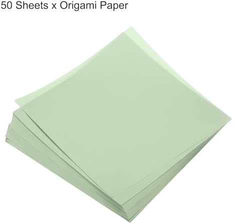 MECCANIXITY 50 Sheets Origami Paper Double Sided 8x8 Inch(20x20cm) Square Sheet for Art Craft Project, Beginners, Gifts Decor, Light Green