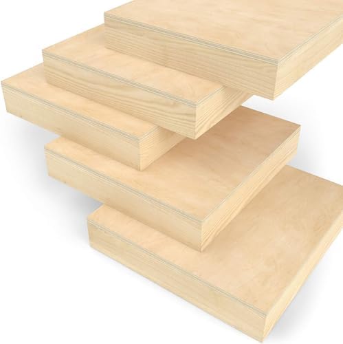 Arteza Wooden Canvas Board, 8x8 Inch, Pack of 5, Birch Wood, Cradled Artist Wood Panels for Painting, Encaustic Art, Wood Burning, Pouring, Use with Oils, Acrylics | 1.5 in Profile, Smooth 5 mm Surface, Sanded Edges, For Oil, Acrylic Pouring, Wood Burn...