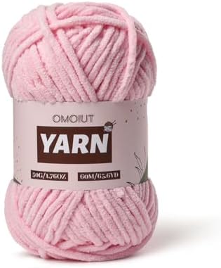 Plush Chenille Chunky Crochet Yarn - Baby Yarn for Crocheting Soft - Velvet Yarns Knitting for Blankets Crafts - Fluffy Amigurumi Yarns 50g / 65.6yd (Pink)