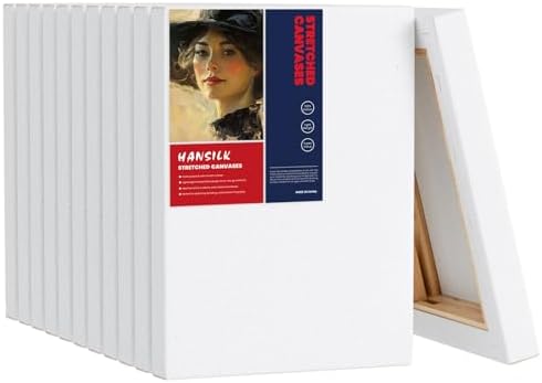 Stretched Canvases for Painting, 5x7 Inch Painting Supplies for Artists, Blank Canvas Pack, 12-Pack for Acrylic, Oil and Gouache Paints