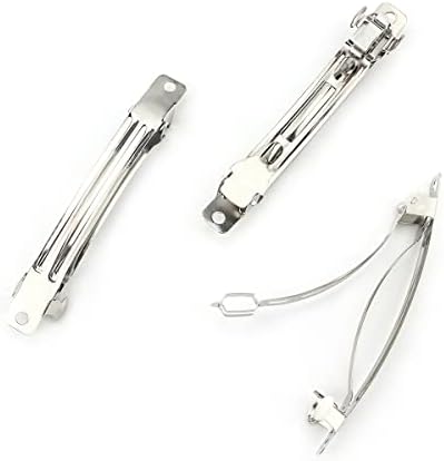 50 PCS 80 MM Iron Blank French Barrette Hair Clips for DIY Hair Clip Craft Bows, Silver Tone