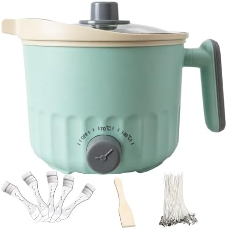 GUILOPOER Wax Melter with Pour Spout, Candle Making Kit for Adult Beginners, 1.5L Large Capacity, for Making Candles and Soaps, Kit Includes Wax Melting Pot(Green)