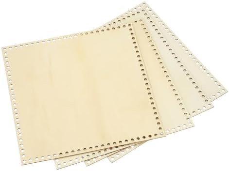 PATIKIL 12 x 12 Inch Crochet Basket Base, 4 Pcs Basket Bottoms Square Wood Base Shaper Bag Making Supplies Weaving Knitting Kit for Crochet Shoulder Bag Handbag Purse Craft