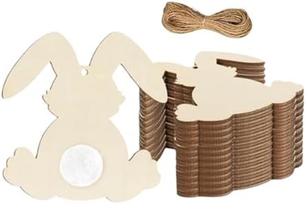 Wooden Bunny, 10pcs Wooden Easter Decorations 3.5x3.4 in Used for Painting and Decoration DIY Technology, Hanging skrnrhrery