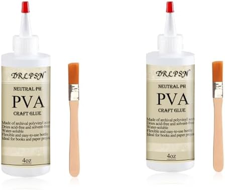 PVA Glue Book Binding, PH Neutral PVA Adhesive, Professional-Grade Strength Acid-Free Book Glue, Dries Clear & Remains Flexible, Used for Book Repair, Framing & Crafts | Safe for Paper - 4 oz (2 Pack)