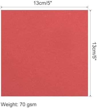 MECCANIXITY 50 Sheet Origami Paper Double Sided Bright Red 5x5 Inch Square Sheet for Art Craft Project, Beginners, Gifts Decor