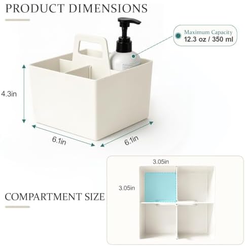 Multipurpose Caddy Organizer with Handle Plastic Desk Storage, White