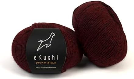 100% Baby Alpaca Yarn for Knitting & Crocheting - Set of 2 Skeins of Premium Yarn DK - Lightweight, Hypoallergenic & Thermal Peru Made - Ideal for Delicate Projects (M062 - Dark Maroon)