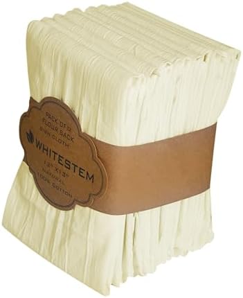 Dish Cloths Cotton| Dish Towels Absorbent and Lint Free Flour Sack| Dishcloths for Kitchen Washing Dishes| Fast Drying Dish Rags| 12 Pack 13 inch x 13 Inch Natural
