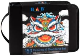 H & B 150PCS Drawing Pencils Set with Portable Zipper Bag – Professional Sketching & Art Supplies Kit with Sketchpad and Colored Pencils for Adults & Artists