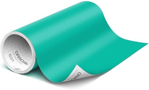 ORACAL 631 Matte Turquoise Vinyl Durable Roll Easy to Weed Permanent Adhesive Craft Vinyl for Plotting Machines, Decals & DIY Projects 12” x 15ft + Transfer Tape 12" x 24"