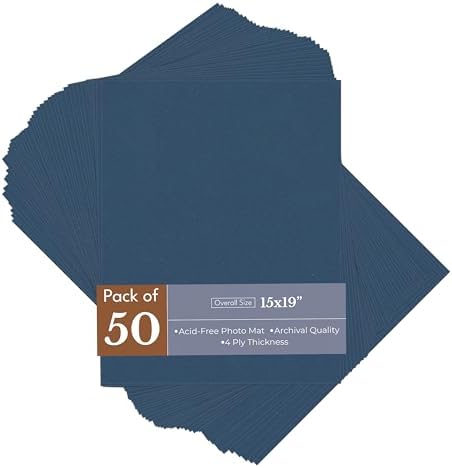 Ink Blue 15x19 Uncut Premium Mat Board - No Opening - 50 Mats