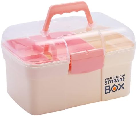 Kinsorcai 11'' Plastic Storage Box with Removable Tray, Multipurpose Organizer for Sewing, Art & Craft, Cosmetic (White)