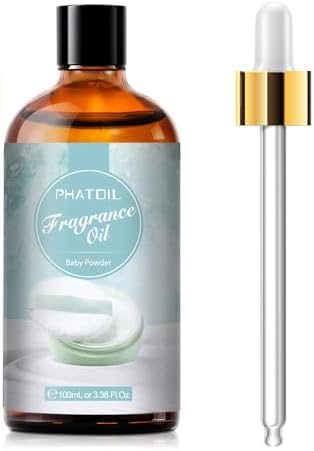 PHATOIL Baby Powder Fragrance Oil for Diffuser Aromatherapy 3.38FL.OZ | Long Lasting Scented Oils For Humidifier, Air Freshener, DIY Soap Candle, Scent Project Making, Aroma Oil for Home Freshening