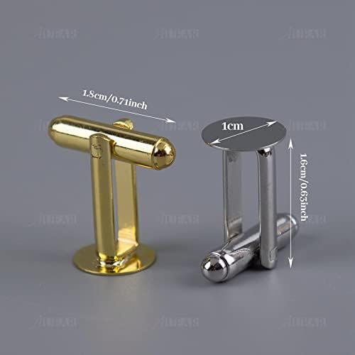 AUEAR, Metal Cufflinks Cuff Button Blank Cabochons Tray Bezel Cufflink Blanks Setting for Jewelry Making DIY Crafts