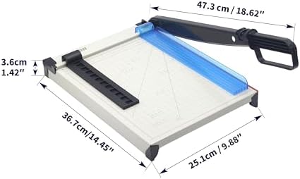 Inch Scale Cutting Plate 12" Paper Cutter – Solid Metal Base, Sharp Blade for Trimming Photos, Cards, Labels – 12-Sheet Capacity – Ideal for Office, School, Home Use (White)