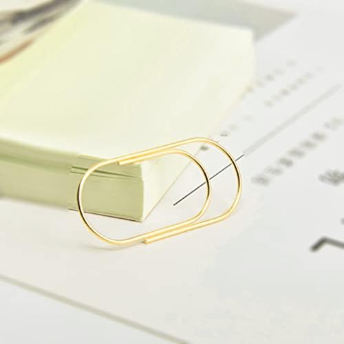 Gold Jumbo Big Paper Clips, 20pcs Oversized Gold Paperclips 50mm/2 inch Non Skid Smooth Finish Steel Wire Office Supply Accessories