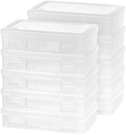 IRIS USA Clear Cases |Made in USA| Plastic Box Organizers (10-Pack)- Medium