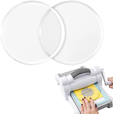 2 Pack Large Circular Cutting Pads for Die Cutting Machine, 5" Warp-Resistant Clear Circular Cutting Pads, Transparent Polycarbonate Plastic Round Cutting Plates for Embssoing Scrapbooking & Crafts