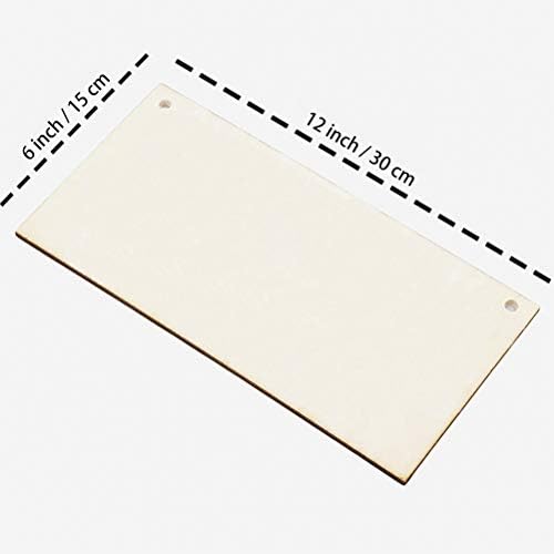 JANOU 3pcs Unfinished Wood Sign Blank Rectangle Hanging Wooden Plaque DIY Craft Project Wood Sign with Rope Door Wall Art Decorative, 6x12''