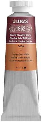 Lukas 1862 Professional German Oil Paint, Naples Yellow Reddish 37 mL - w/Beeswax & Non-Yellowing Sunflower Oil, Short Drying Time, Smooth, Outstanding Lightfastness