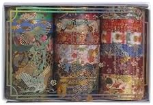 15 Rolls Japanese Sakura Washi Tape Set, Traditional Kimono Decorative Masking Tapes with Gold Foil, Cherry Blossom Arts for Craft, Scrapbook, DIY, Gift Wrapping (3-Autumn Bloom Banquet)