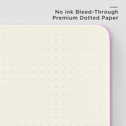 &And Per Se Dotted Notebook with Pen, A5 Hardcover Dotted Journal, 160 Pages 100GSM Thick Paper Dot Grid Journal with Fineliner Pen (Purple)