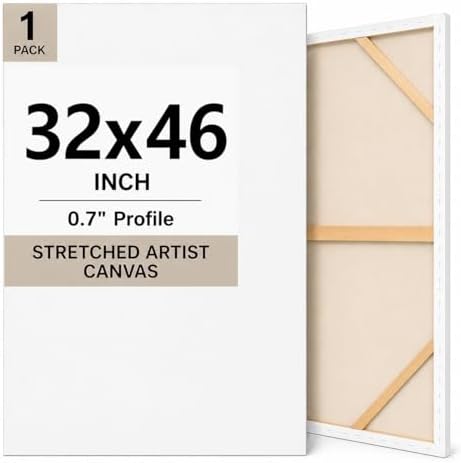 Professional Blank Stretched Canvas for Painting – Extra Large 32x54,36x48,32x46,32x50,32x54 Inch - Thick 0.71 inch 100% Cotton Primed Panels Frame White Canvas for Acrylic, Oil Watercolor (32x46)