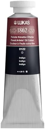 Lukas 1862 Professional German Oil Paint, Indigo 37 mL - w/Beeswax & Non-Yellowing Sunflower Oil, Short Drying Time, Smooth, Outstanding Lightfastness