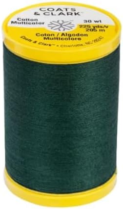 Coats & Clark Cotton All Purpose Sewing Thread 100% Mercerized Cotton 225 Yards Each Spool S970 2 Pack Bundle with 3 Bella's Crafts Needle Threaders (Forest Green)