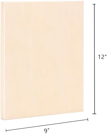 Frcctre 6 Pack 9 x 12 Inch Wood Canvas Panels, Unfinished Wooden Canvas Boards Wood Cradled Painting Panel Boards for Pouring, Art, DIY Crafts, Burning