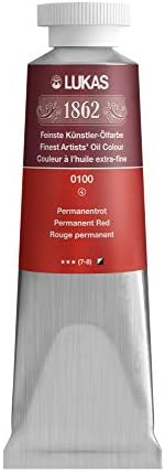 Lukas 1862 Professional German Oil Paint, Permanent Red 37 mL - w/Beeswax & Non-Yellowing Sunflower Oil, Short Drying Time, Smooth, Outstanding Lightfastness