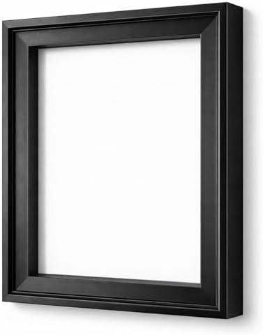 Canvas Floater Frame for 1 to 1.25 Inch Deep Gallery Wrapped Canvas, Modern Wood Grain Textured Floating Frame for Finished Oil Paintings & Wall Art, Durable Lightweight Polyresin, Made in USA (Black,28 x 28 Inch)